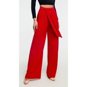 DANZA Dance Wear New $115 Women's Red Tie Waist Wide Leg Mason Trousers Medium